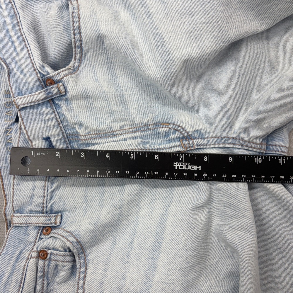 American Eagle Baggy Straight Jeans Light Wash Denim Size 2 Super High Rise - Picture 10 of 12